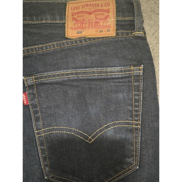 Levis 505 Jeans Mens Selvedge 36x32(36x30) Blue Denim Straight Leg Regular Fit - Picture 9 of 11